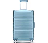 JMOZHCD Lightweight Luxury Hard Shell Suitcase with Wheels Aluminum Magnesium Alloy Trolley Suitcase for Travel (Sky Blue)