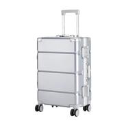 JMOZHCD Luggage Wide Handle Suitcase Men's Carry-on Luggage Women's PC Aluminum Frame Trolley Case Camping Storage Box (Silver 26)
