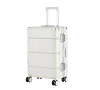 JMOZHCD Luggage Wide Handle Suitcase Men's Carry-on Luggage Women's PC Aluminum Frame Trolley Case Camping Storage Box (White 22)