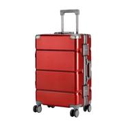 JMOZHCD Luggage Wide Handle Suitcase Men's Carry-on Luggage Women's PC Aluminum Frame Trolley Case Camping Storage Box (Red 22)