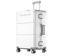 JMOZHCD Suitcase Front Opening Rolling Suitcase Trolley Case Carry-on Luggage Storage Box (Silver 24)
