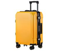 JMOZHCD Travel Luggage Fashion Suitcase Aluminum Frame Trolley Case Men and Women Boarding Suitcase (Yellow(black Border) 28)