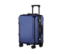 JMOZHCD Travel Luggage Fashion Suitcase Aluminum Frame Trolley Case Men and Women Boarding Suitcase (Blue(Black border) 24)