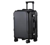 JMOZHCD Travel Luggage Stylish Suitcase Aluminum Frame Trolley Case Small Cabin Luggage (Black(black Border) 24)