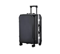 JMOZHCD Travel Luggage Stylish Suitcase Aluminum Frame Trolley Case Small Cabin Luggage (Black(white Border) 20)