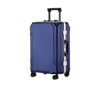 JMOZHCD Travel Luggage Stylish Suitcase Aluminum Frame Trolley Case Small Cabin Luggage (Blue(white Border) 22)