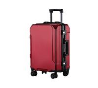 JMOZHCD Travel Luggage Stylish Suitcase Aluminum Frame Trolley Case Small Cabin Luggage (Red(black Border) 22)
