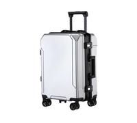JMOZHCD Travel Luggage Stylish Suitcase Aluminum Frame Trolley Case Small Cabin Luggage (Silver(black Border) 26)