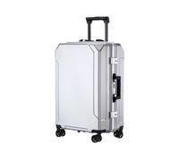 JMOZHCD Travel Luggage Stylish Suitcase Aluminum Frame Trolley Case Small Cabin Luggage (Silver(white Border) 22)