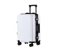 JMOZHCD Travel Luggage Stylish Suitcase Aluminum Frame Trolley Case Small Cabin Luggage (White(black Border) 24)