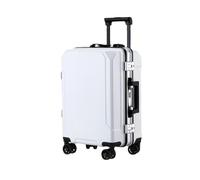 JMOZHCD Travel Luggage Stylish Suitcase Aluminum Frame Trolley Case Small Cabin Luggage (White(white Border) 20)