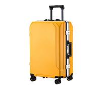 JMOZHCD Travel Luggage Stylish Suitcase Aluminum Frame Trolley Case Small Cabin Luggage (Yellow(white Border) 28)