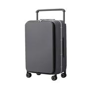 JMOZHCD Wide Handle Suitcase Men's Boarding Suitcase Women's Travel Trolley Case Aluminum Frame Carry-on Suitcase (Rock Gray 24 Inch)