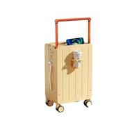 JMOZHCD Wide Handle Suitcase with Cup Holder Travel Luggage Password Trolley Case Carry-on Travel Bag Trolley Suitcase (Vertical Stripe a 24)