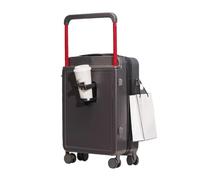 JMOZHCD Wide Trolley Suitcase Foldable Cup Holder Side Hook Boarding Password Lock Suitcase Travel Case (Gray9 18)