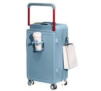 JMOZHCD Wide Trolley Suitcase Foldable Cup Holder Side Hook Boarding Password Lock Suitcase Travel Case (Blue 22)