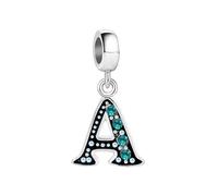 JMQJewelry A Initials Alphabet December Birthstone Birthday Blue Charms Mother Son Graduation 2024 Compatible with Pandora Bracelets