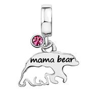 JMQJewelry Animals Mama Bear Dog Cat Elephant Owl Turtle Womens Bead Charms for Christmas Birthday October Birthstone Pink Fits Pandora Bracelet