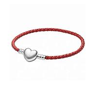 JMQJewelry Heart Charms Bead Red Leather Bracelet For Mum Clasp Graduation Fits Pandora Bracelets 20cm 7.87in