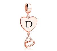 JMQJewelry Mother Daughter D Initials Letter Dangle Alphabet Heart I Love You to The Moon and Back Christmas Birthday Fits Pandora Bracelets