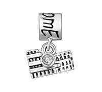 JMQJewelry Mother Daughter Grandma April Birthstone Italy Rome Colosseum White Women Bead Charms Fits Pandora Bracelets Christmas