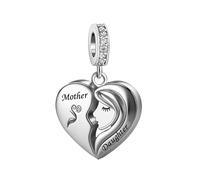 JMQJewelry Mother Daughter Mum Son Grandma Sister Heart Love Dangle Women Bead Charms Compatible with Pandora Bracelets Christmas