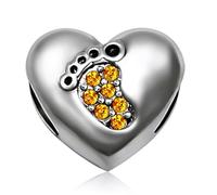 JMQJewelry Mum Footprint Pumpkin Birthstone November Women Bead Charms Compatible with Pandora Bracelets