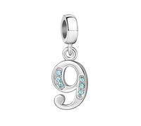 JMQJewelry Number 9 Letter Initials Love Heart Birthstone Blue Women Bead Charms Fits Pandora Bracelets Elephant Dog Cat Halloween