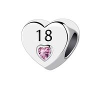 JMQJewelry Numbers 12 13 16 18 21 30 40 50 60 70 Heart Pink Birthday Birthstone Compatible with Pandora Charms Bracelet, cppper plated, copper