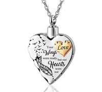 JMQJewelry Rose Gold Angel Wing Love Pendant Urn Necklaces for Ashes Keepsake Cremation Jewellery for Ashes Memory Mum Dad