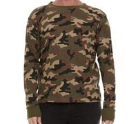JMR Men’s Heavyweight Waffle Thermal Shirt - 100% Cotton Long Sleeve - Wear as Base Layer or Standalone - Warm & Breathable, Green Camo, Large