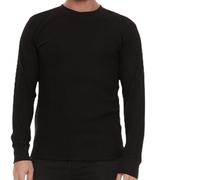 JMR Men’s Thermal Shirt Long Sleeve - Heavyweight 100% Cotton Waffle Weave Top, Black, Medium