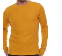 JMR Men’s Thermal Shirt Long Sleeve - Heavyweight 100% Cotton Waffle Weave Top, Mustard, Medium