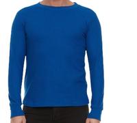 JMR Men’s Thermal Shirt Long Sleeve - Heavyweight 100% Cotton Waffle Weave Top, Royal Blue, XL