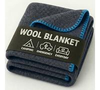 JMR Wool Camping Blanket - Warm Heavy Car Blanket & Camp Quilt - Survival Emergency Blanket for Sleeping Outdoors - Multi-Use Wool Blanket for Camping, Car & Home - 80% Wool, Navy, 66X90