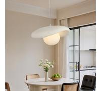 JMrider Creative Wabi-sabi Pendant Lamp E27 White Shell Polystyrene Lampshade Modern Nordic Style Dining Table Indoor Height Adjustable Hanging for Bedroom Living Room Kitchen Island Chandelier(80cm)