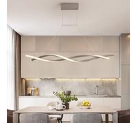 JMrider Hanging Lamp Modern LED Dining Table Pendant Light Dimmable with Remote Control Living Room Ceiling Light Wave Design Decoration Height Adjustable Chandelier Bedroom Kitchen Office,Gray/80cm