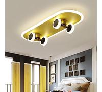 JMrider LED Kids Room Skateboard Ceiling Light Modern Dimmable with Remote Control Chandeliers 32W Cartoon Acrylic Boys Girls Bedroom Suspension Living Room Kindergarten Hanging Lamp Baby Room Gold