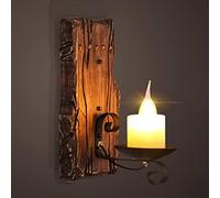 JMrider Vintage Wood Wall Lamp E14 Indoor Candles Bracket Light Wood Iron Lampshade Marble Sconces Black Retro Rustic Deco Hanging Lamp for Stairs Floor Aisle Chandelier Loft Bar Cafe Pendant Light