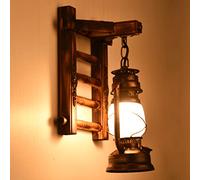 JMrider Vintage Wood Wall Sconce Vintage Metal Glass Wall Lamp E27 Socket Wall Lighting Rustic Wood and Antique Living Room Industrial Style Bathroom Bar Restaurants Corridor Decoration Indoor