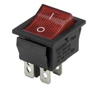 JMRTQMEC 50pcs / lot KCD4-201N perforate 26 x 22 mm 4 pin ON - Off Boat Rocker Switch Power Switch with 220V Bulb 24V LED Light(Rosso,220V bulb)