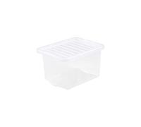 JMS 1 x 24 L Litre Crystal Clear Transparent Plastic Storage Boxes With Lids Storage Containers Stackable Containers For Living Room Bedroom Shoes Toys Garage Office Home & Kitchen - Made in UK