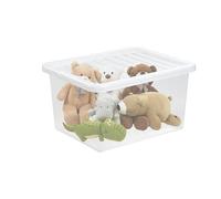 JMS® 1 x 35L Litre Crystal Clear Transparent Plastic Large Storage Boxes With Lids Storage Containers Multipurpose Boxes For Living Room Bedroom Shoes Toys Garage Office Home & Kitchen