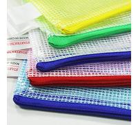 JMS® A4 Document Folder File Zipper Bags Plastic Wallets Folder Extra Thick - Pack of 12-Five Colours to Choose from (Red A4 Zip Bag x 12)