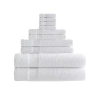 JMS Bridge 10 Piece White Towel Bale Set, 500 GSM, Quick-Drying Cotton Towels, Highly Absorbent Bathroom Set with 2 Bath Towels, 2 Guest Towels, 2 Hand Towels & 4 Face Cloths