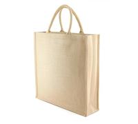 JMS Bridge 10 x Large Jute Burlap Tote Bags with Laminated Interior - Size 45cm x 39cm x 21cm - Waterproof Reusable Hessian Bags with Handles - Eco-Friendly Gift Bags for Shopping, Beach, Crafting