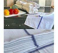 JMS Bridge Cotton Tea Towels Kitchen Towels for Catering ***Pack of 10*** Restaurant, Kitchen Terry Tea Towel, Bar Glass Cloths, Dish Cloth, White Dishcloths, Dish Towel, Absorbent (10xGCloth)