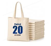 JMS Bridge Natural Cotton Tote Bags 42 x 38cm, 5.5oz Reusable Canvas Shopping Bags with Large Handles, Washable Eco Friendly Bags for Grocery, Promotion, Branding & Gifts