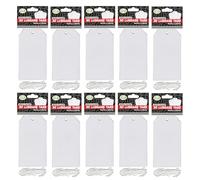 JMS® Brown and White Kraft Tags Luggage Labels with String 12 x 6.5 CM Card Tags Manilla/White Gift Blank Labels Hang | Christmas Decorations Craft (300 Pcs)