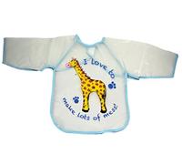 JMS® Easy Wipe Clean Washable Different Design Baby Bibs - (Full Sleeves - Blue - Set of 3)